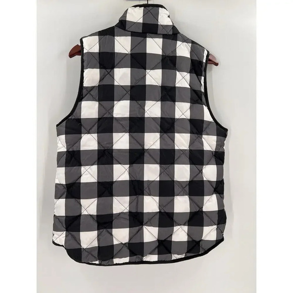Woolrich Down Filled Black Gray White Plaid Quilted Puffer Vest Size LARGE - Picture 4 of 10